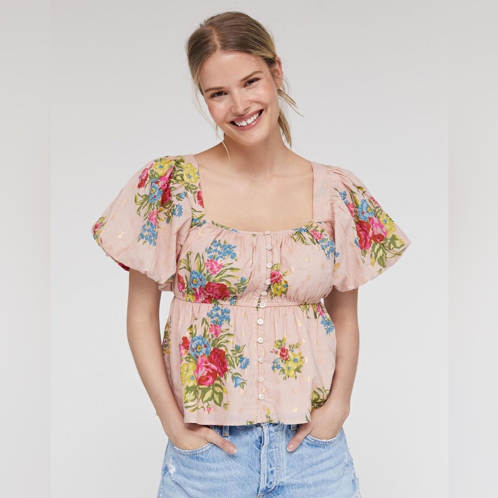 Anthropologie Rosette Babydoll Blouse